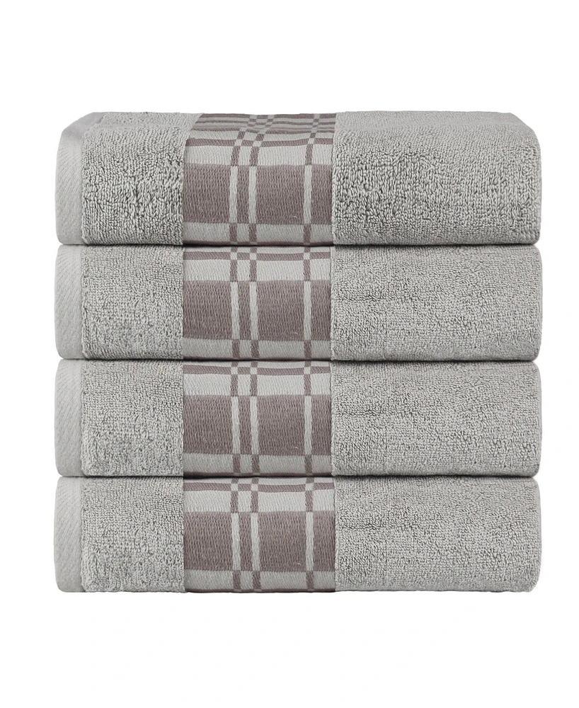 Superior Larissa Geometric Embroidered Jacquard Border Cotton -Pc. Bath Towel Set