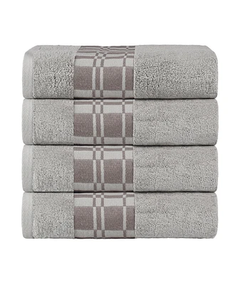 Superior Larissa Geometric Embroidered Jacquard Border Cotton -Pc. Bath Towel Set