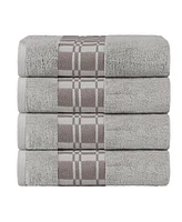 Superior Larissa Geometric Embroidered Jacquard Border Cotton -Pc. Bath Towel Set