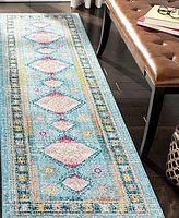 Safavieh Madison MAD305 Light Blue and Fuchsia 2'2" x 8' Runner Area Rug