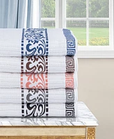 Superior Athens Cotton with Greek Scroll and Floral Pattern Assorted, 6 Piece Bath Towel Set