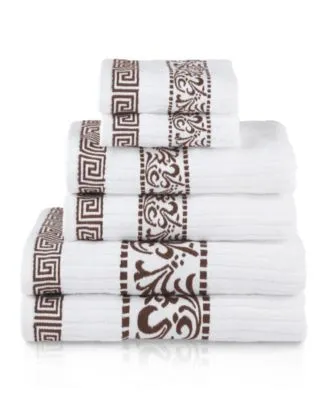 Superior Athens Cotton With Greek Scroll Floral Pattern Assorted Towel Set Collection