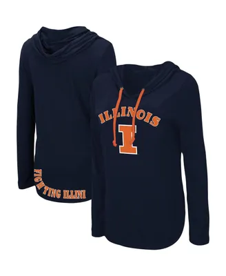 Women's Colosseum Navy Illinois Fighting Illini My Lover Lightweight Hooded Long Sleeve T-shirt