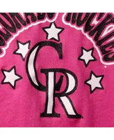 Big Girls New Era Pink Colorado Rockies Jersey Stars V-Neck T-shirt