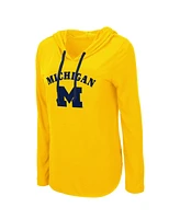 Women's Colosseum Maize Michigan Wolverines My Lover Lightweight Hooded Long Sleeve T-shirt