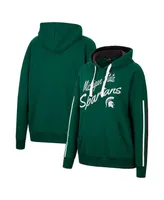 Women's Colosseum Green Michigan State Spartans Serena Oversized Sleeve Striping Pullover Hoodie