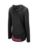 Women's Colosseum Black Louisville Cardinals My Lover Lightweight Hooded Long Sleeve T-shirt