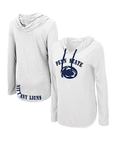 Women's Colosseum White Penn State Nittany Lions My Lover Lightweight Hooded Long Sleeve T-shirt