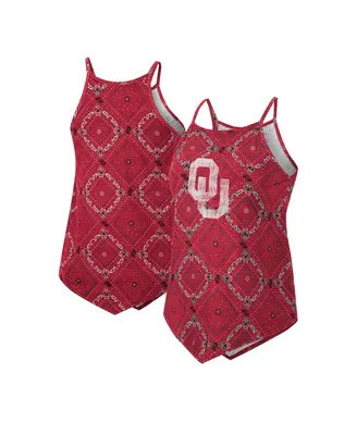 Women's Colosseum x Wrangler Crimson Distressed Oklahoma Sooners Bandana Tank Top