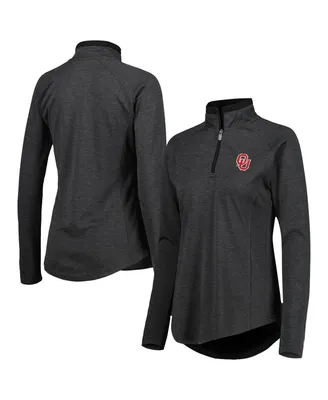 Women's Champion Heathered Black Oklahoma Sooners Core Raglan Quarter-Zip Jacket