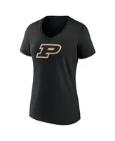 Women's Fanatics Black Purdue Boilermakers Evergreen Logo V-Neck T-shirt