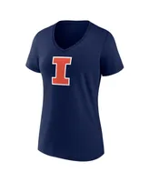 Women's Fanatics Navy Illinois Fighting Illini Evergreen Logo V-Neck T-shirt