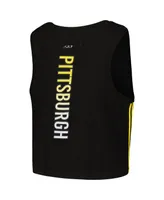 Women's Pro Standard Black Pittsburgh Steelers Ombre Wordmark Classic Cropped Tank Top