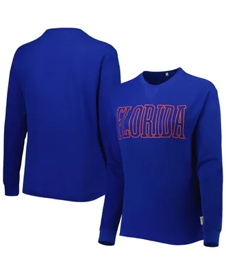 Women's Pressbox Royal Florida Gators Surf Southlawn Waffle-Knit Thermal Tri-Blend Long Sleeve T-shirt