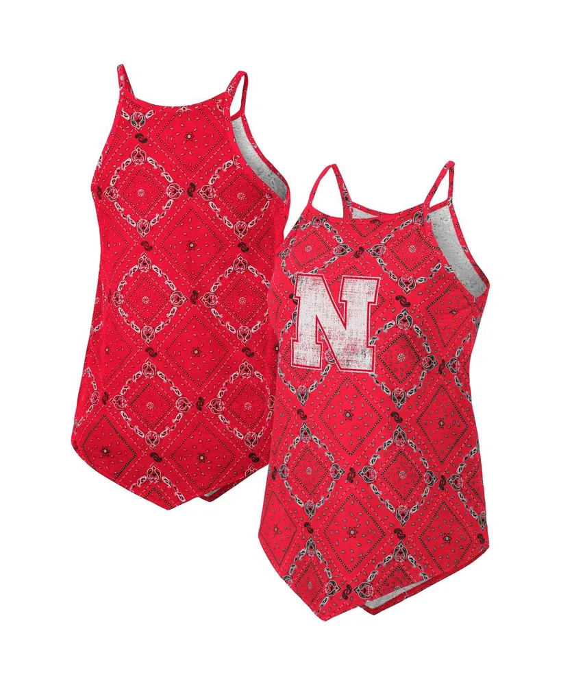 Women's Colosseum x Wrangler Scarlet Distressed Nebraska Huskers Bandana Tank Top