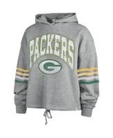 Women's '47 Brand Heather Gray Distressed Green Bay Packers Upland Bennett Pullover Hoodie