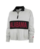 Women's '47 Brand Gray Alabama Crimson Tide Next Level Remi Cropped Quarter-Zip Sweatshirt