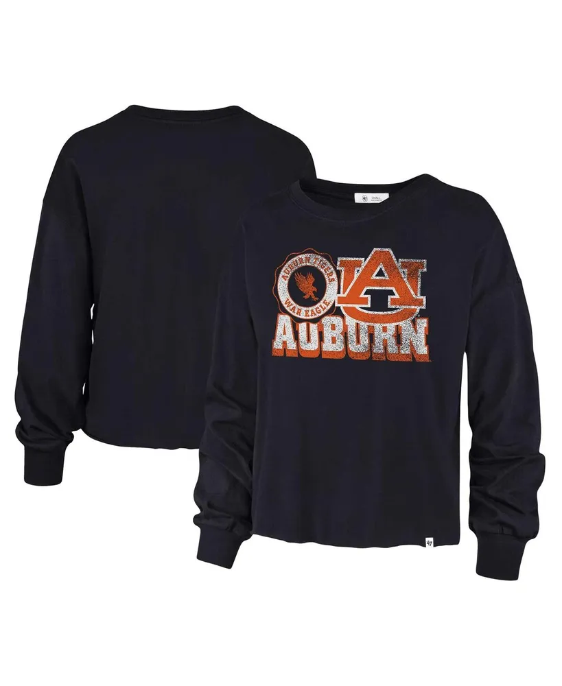 Women's '47 Brand Navy Distressed Auburn Tigers Bottom Line Parkway Long Sleeve T-shirt