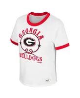 Women's Colosseum x Wrangler White Distressed Georgia Bulldogs Freehand Ringer T-shirt