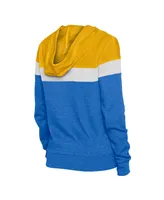 Women's New Era Royal, Gold Los Angeles Rams Throwback Colorblock Full-Zip Hoodie