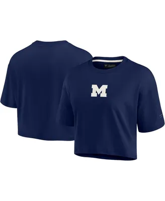 Women's Fanatics Signature Navy Michigan Wolverines Super Soft Boxy Cropped T-shirt