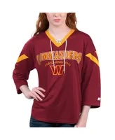 Women's Starter Burgundy Washington Commanders Rally Lace-Up 3/4 Sleeve T-shirt