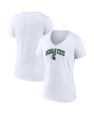 Women's Fanatics White Michigan State Spartans Evergreen Campus V-Neck T-shirt