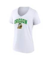 Women's Fanatics White Oregon Ducks Evergreen Campus V-Neck T-shirt