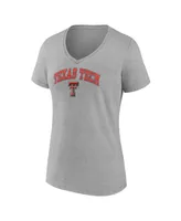 Women's Fanatics Heather Gray Texas Tech Red Raiders Evergreen Campus V-Neck T-shirt