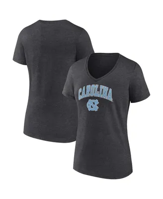 Women's Fanatics Heather Charcoal North Carolina Tar Heels Evergreen Campus V-Neck T-shirt