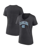 Women's Fanatics Heather Charcoal North Carolina Tar Heels Evergreen Campus V-Neck T-shirt