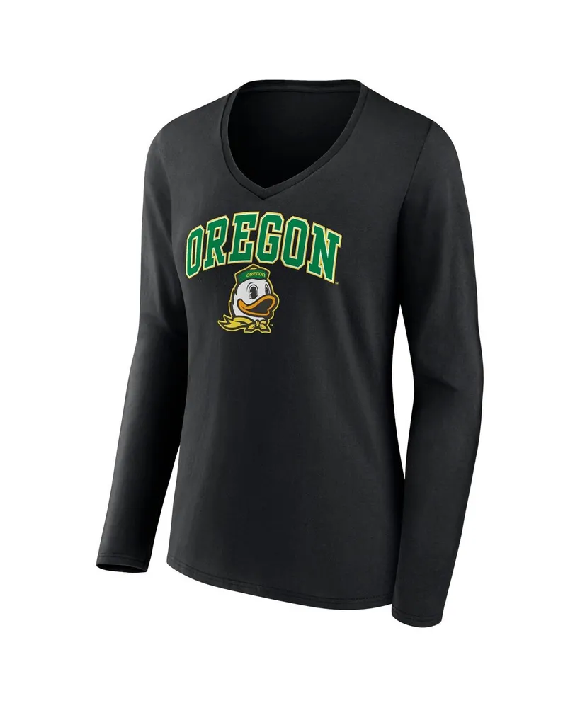 Women's Fanatics Oregon Ducks Evergreen Campus Long Sleeve V-Neck T-shirt