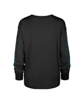 Women's '47 Brand Black Distressed Carolina Panthers Tom Cat Long Sleeve T-shirt