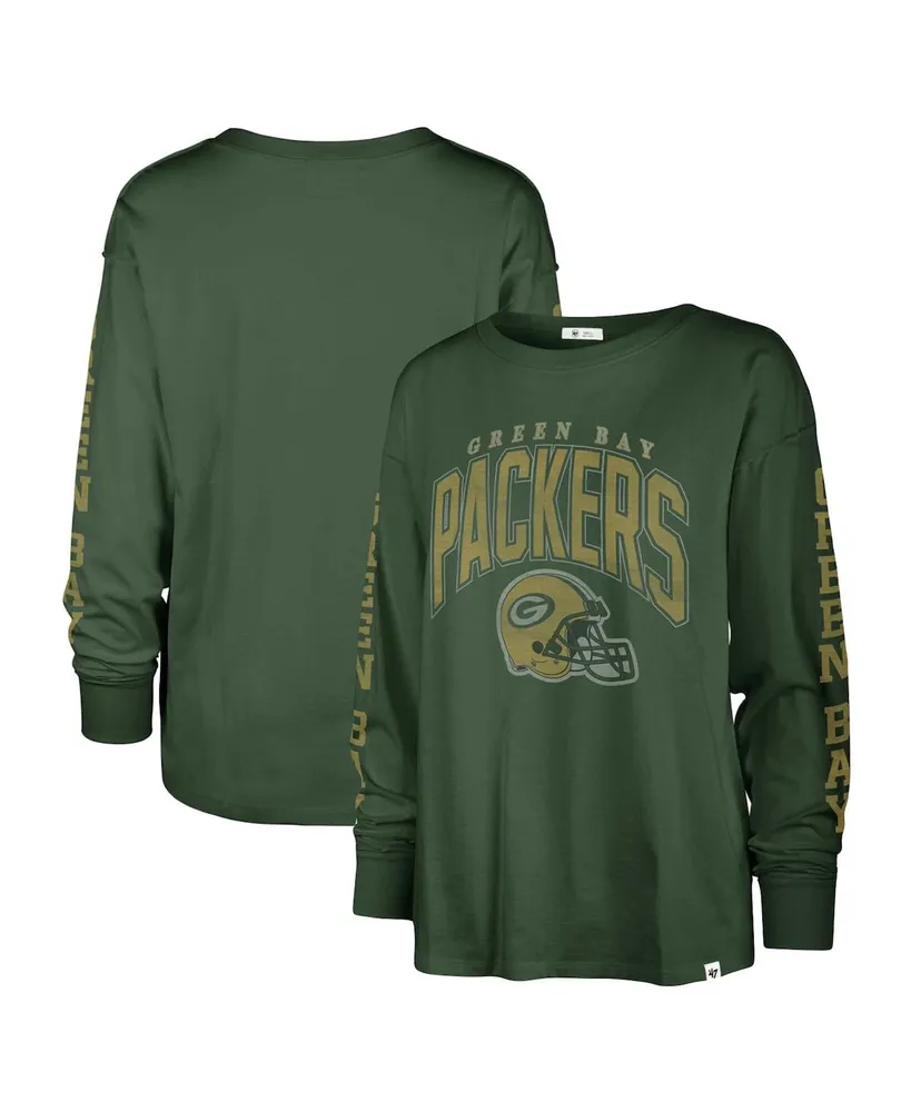 Women's '47 Brand Green Distressed Bay Packers Tom Cat Long Sleeve T-shirt