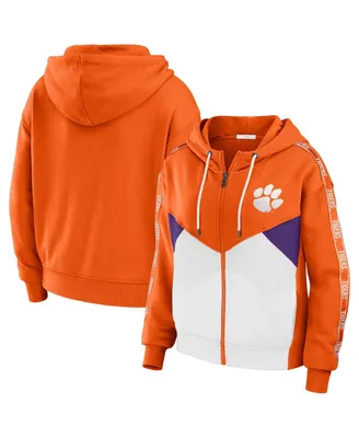 Women's Wear by Erin Andrews Orange Clemson Tigers Colorblock Full-Zip Hoodie Jacket