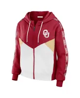 Women's Wear by Erin Andrews Crimson Oklahoma Sooners Colorblock Full-Zip Hoodie Jacket