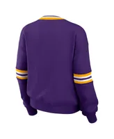 Women's Wear by Erin Andrews Purple Distressed Lsu Tigers Vintage-Like Pullover Sweatshirt