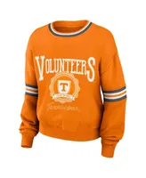 Women's Wear by Erin Andrews Orange Distressed Tennessee Volunteers Vintage-Like Pullover Sweatshirt