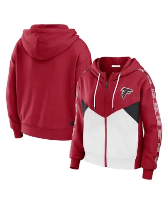 Women's Wear by Erin Andrews Red, White Atlanta Falcons Plus Color Block Full-Zip Hoodie