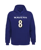 Big Boys Lamar Jackson Purple Baltimore Ravens Mainliner Player Name and Number Pullover Hoodie