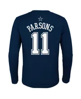 Big Boys Micah Parsons Navy Dallas Cowboys Mainliner Player Name and Number Long Sleeve T-shirt