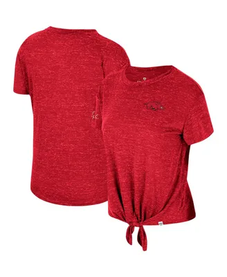 Women's Colosseum Cardinal Distressed Arkansas Razorbacks Finalists Tie-Front T-shirt