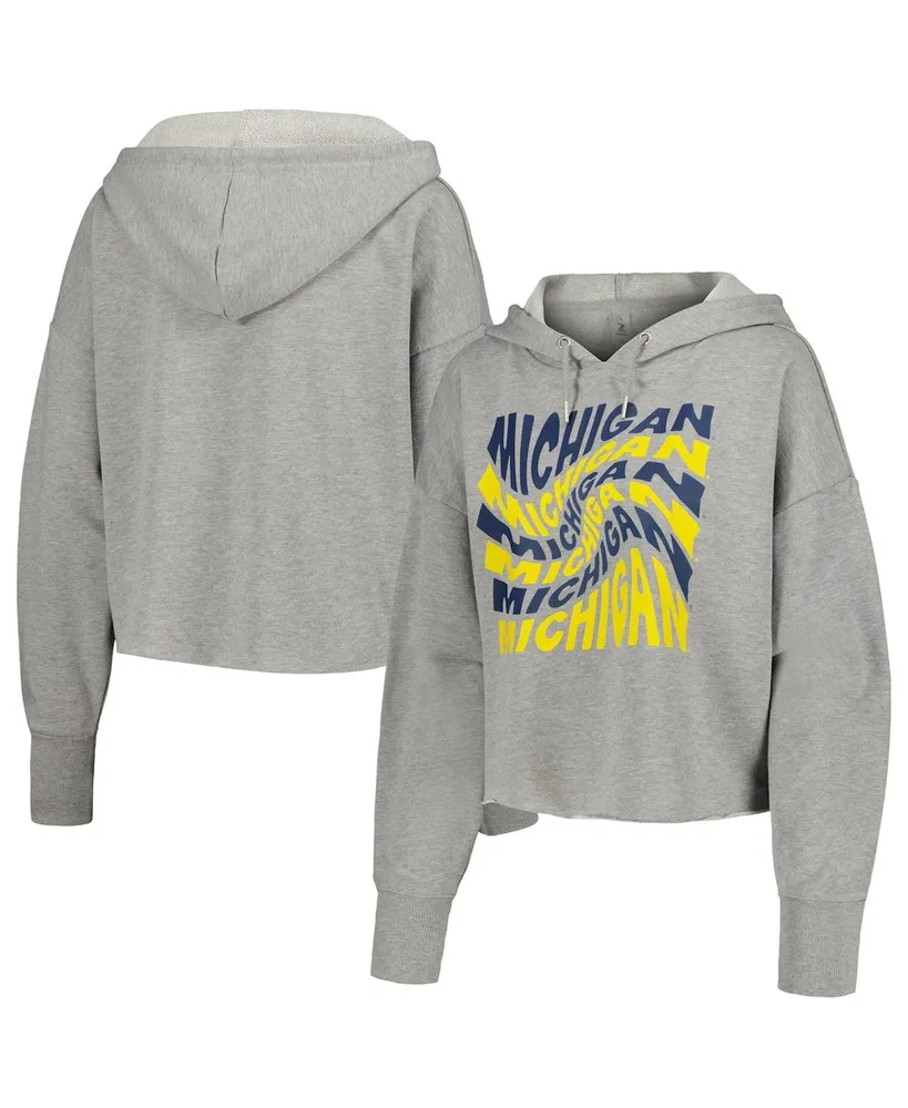 Women's ZooZatz Gray Michigan Wolverines Swirl Cropped Pullover Hoodie