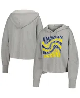 Women's ZooZatz Gray Michigan Wolverines Swirl Cropped Pullover Hoodie