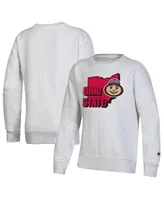 Big Boys Champion Heather Gray Ohio State Buckeyes Reverse Weave Pullover Sweatshirt