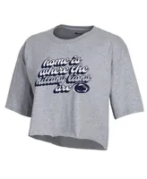 Women's Champion Gray Penn State Nittany Lions Boyfriend Cropped T-shirt
