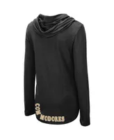 Women's Colosseum Black Vanderbilt Commodores My Lover Lightweight Hooded Long Sleeve T-shirt