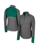 Women's Colosseum Black Michigan State Spartans Morningside Sleeve Hit Raglan Quarter-Zip Top