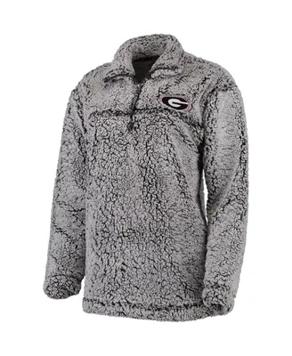 Women's Gray Georgia Bulldogs Sherpa Super Soft Quarter-Zip Pullover Jacket