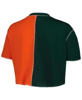 Women's ZooZatz Green, Orange Miami Hurricanes Colorblock Cropped T-shirt